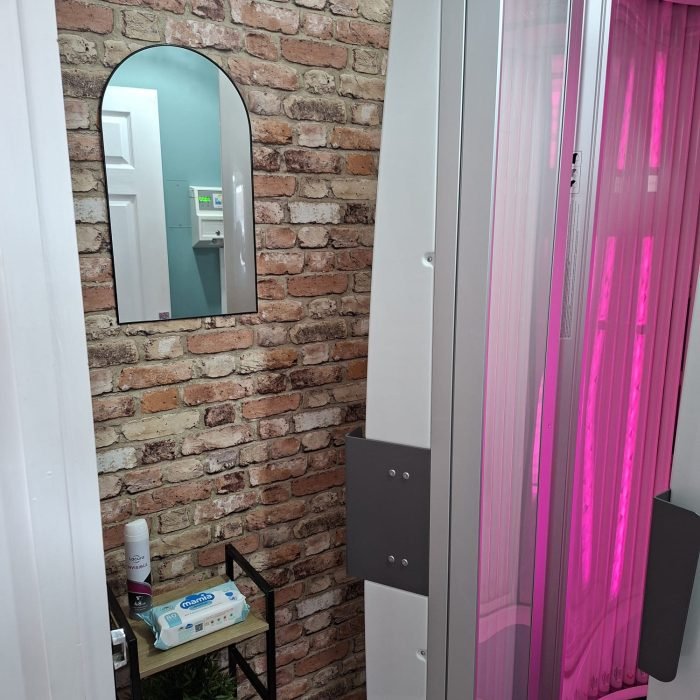 Stand up tanning sunbed at Sapphire Beauty & Tanning Salon